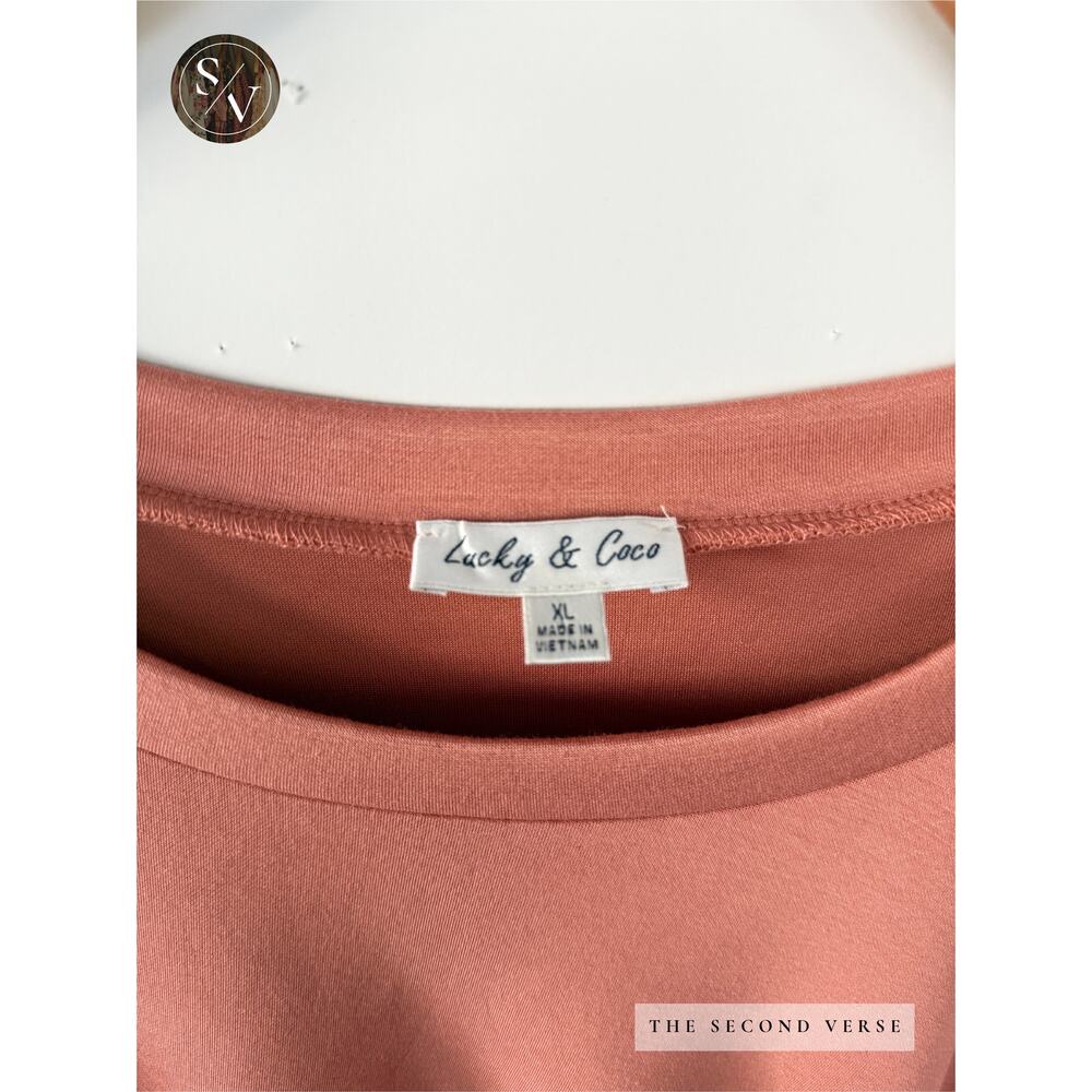 Lucky & Coco Sleeveless Side Tie Dress Coral Peach Casual Work XL - Picture 5 of 9
